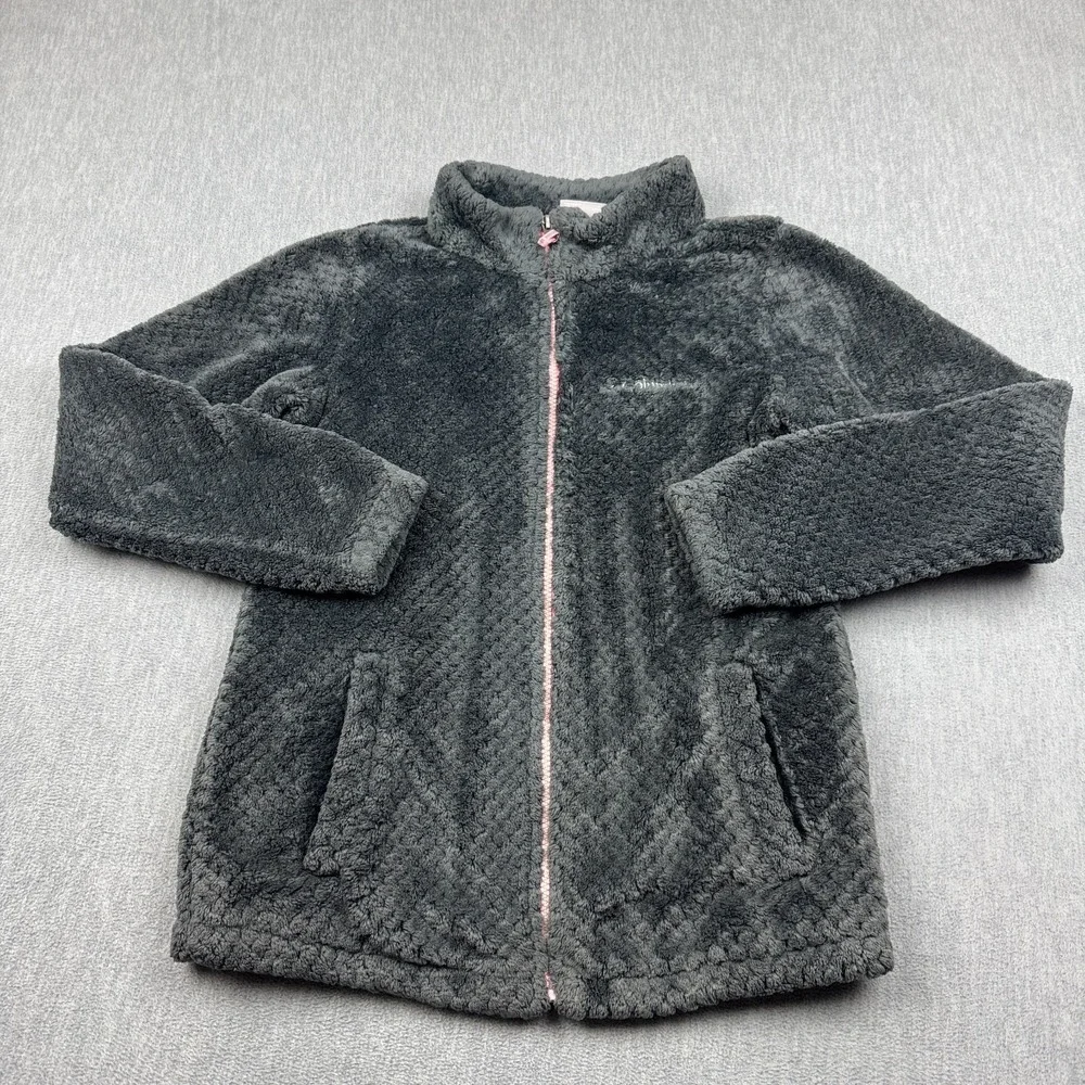 Columbia Jacket Girls Large 14-16 Gray Sherpa Fleece Full‎ Zip Fire Side Kids